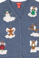 Vintage Blue Merry & Bright Angels Ugly Christmas Vest (2000s)