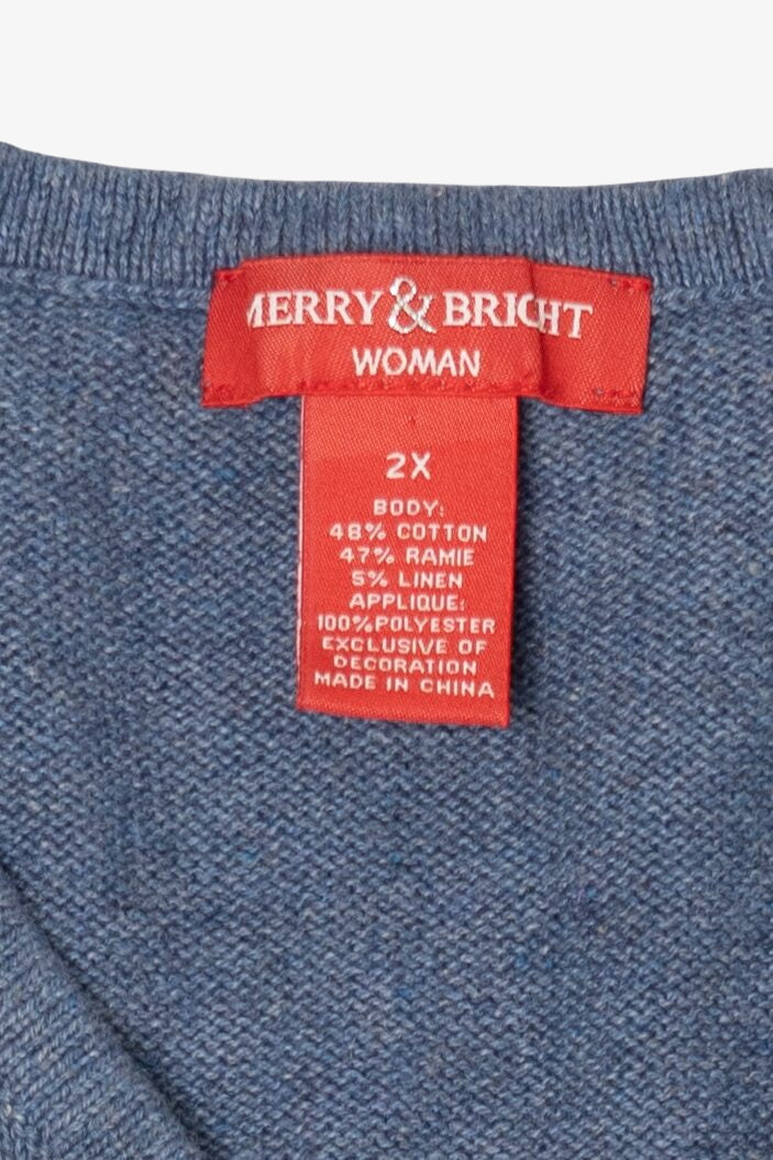 Vintage Blue Merry & Bright Angels Ugly Christmas Vest (2000s)