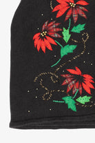 Vintage Black Bobbie Brooks Poinsettias Ugly Christmas Vest (1990s)