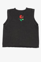 Vintage Black Bobbie Brooks Poinsettias Ugly Christmas Vest (1990s)
