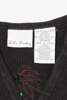 Vintage Black Bobbie Brooks Poinsettias Ugly Christmas Vest (1990s)