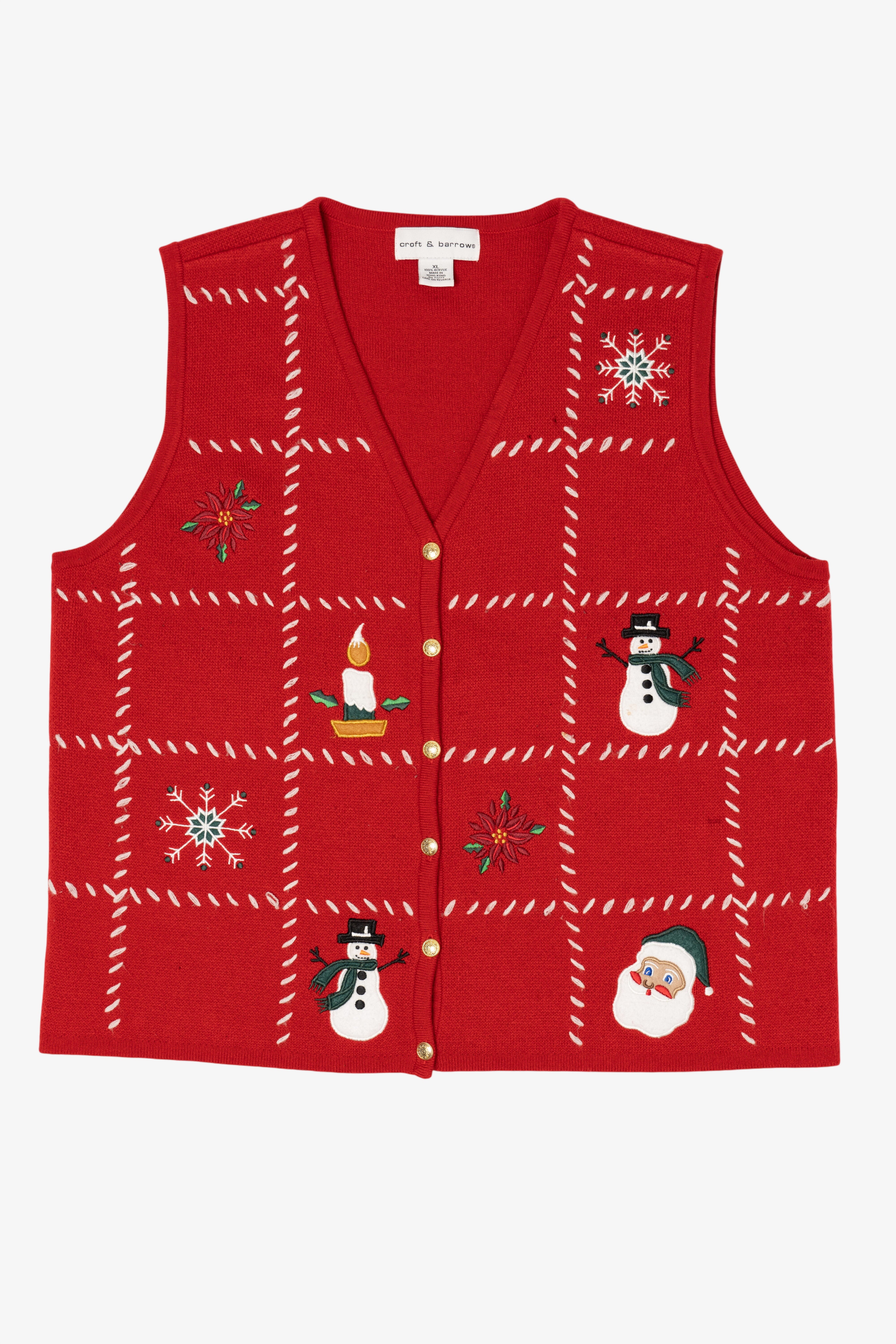Vintage Red Croft & Barrow Squares Ugly Christmas Vest (2000s)