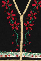Vintage Black Segue Poinsettias Ugly Christmas Vest (1990s)