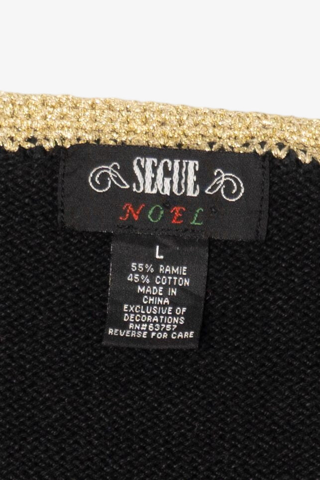 Vintage Black Segue Poinsettias Ugly Christmas Vest (1990s)