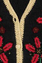 Vintage Black Segue Poinsettias Ugly Christmas Vest (1990s)