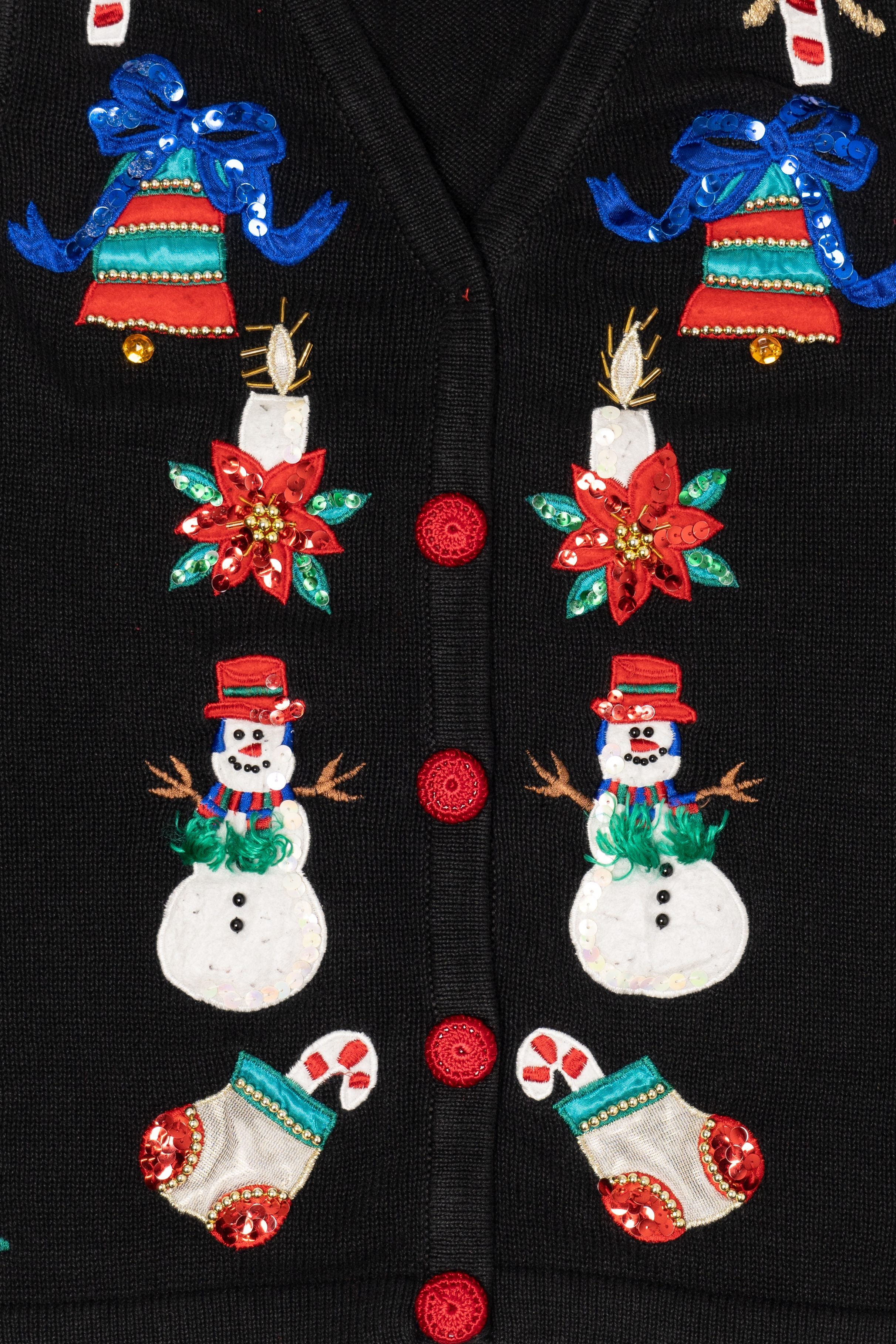 Vintage Black Victoria Harbour Snowmen Ugly Christmas Vest (1990s)
