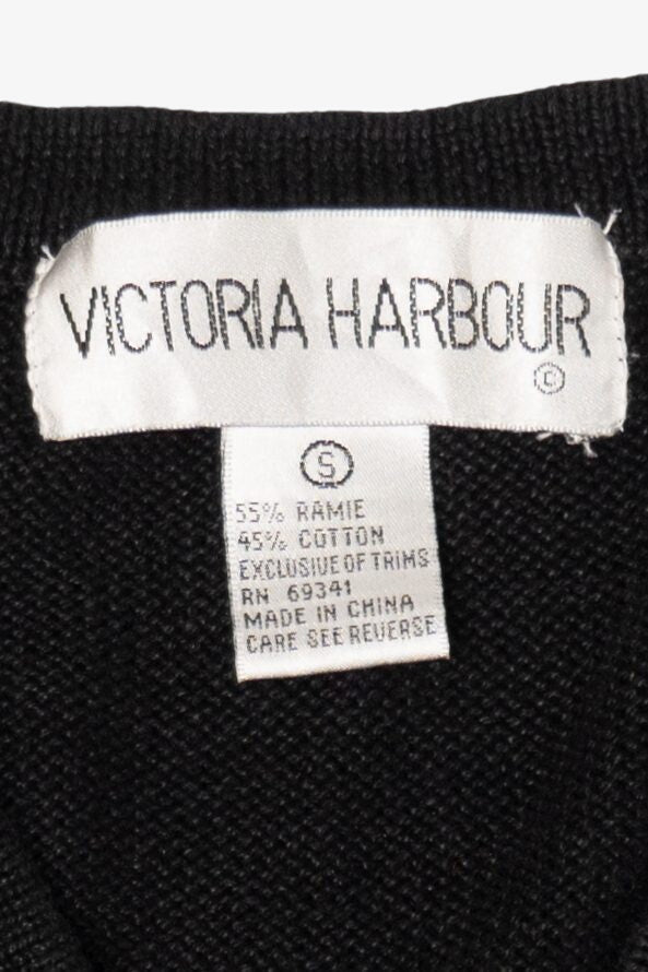 Vintage Black Victoria Harbour Snowmen Ugly Christmas Vest (1990s)