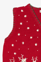 Vintage Red Kim Rogers Reindeer Ugly Christmas Vest (1990s)