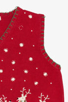 Vintage Red Kim Rogers Reindeer Ugly Christmas Vest (1990s)