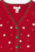 Vintage Red Kim Rogers Reindeer Ugly Christmas Vest (1990s)