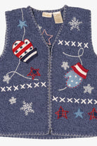 Vintage Blue Bobbie Brooks Mittens And Stars Ugly Christmas Vest (1990s)