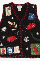 Vintage Black Basic Editions Ugly Christmas Vest (1990s)