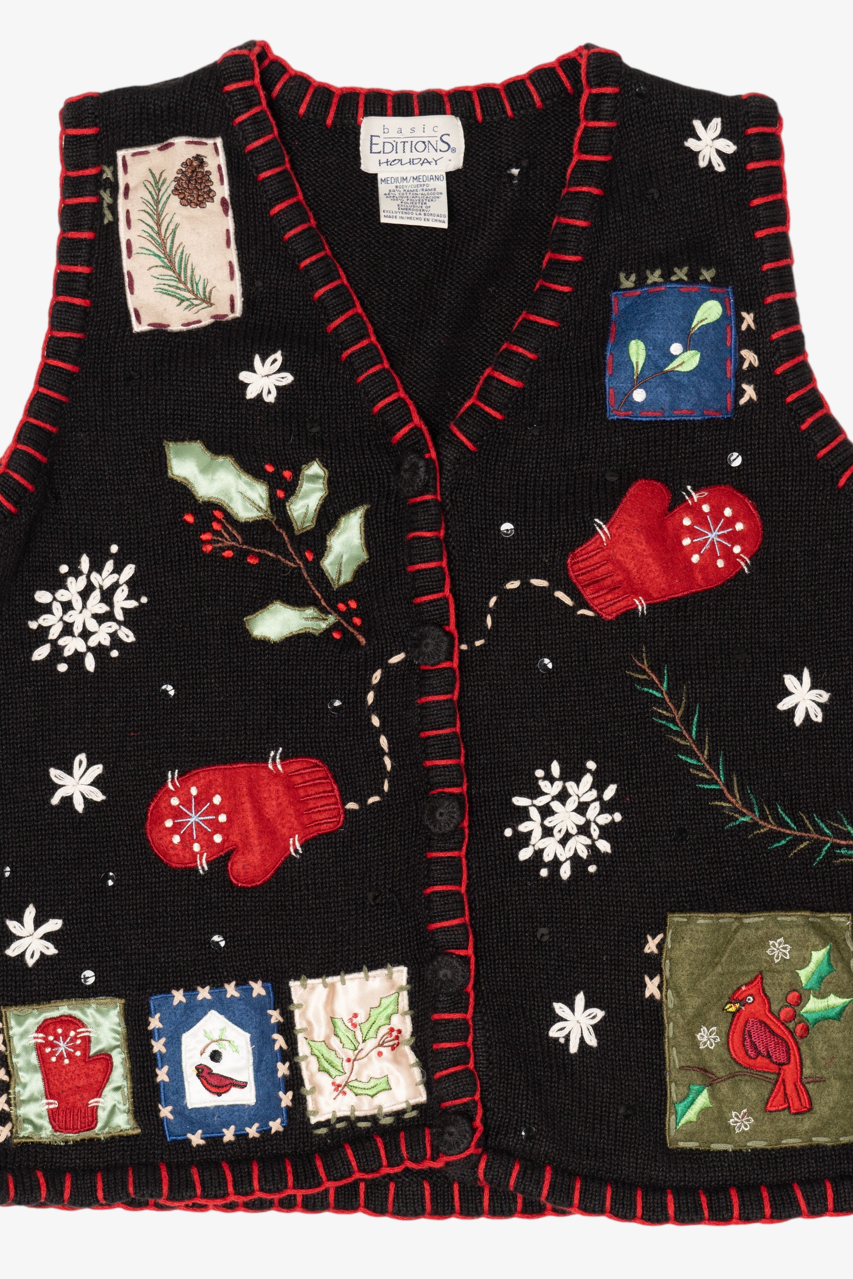 Vintage Black Basic Editions Ugly Christmas Vest (1990s)
