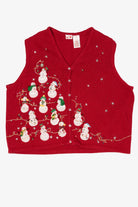 Vintage Red Snowmen Group Ugly Christmas Vest (2000s)