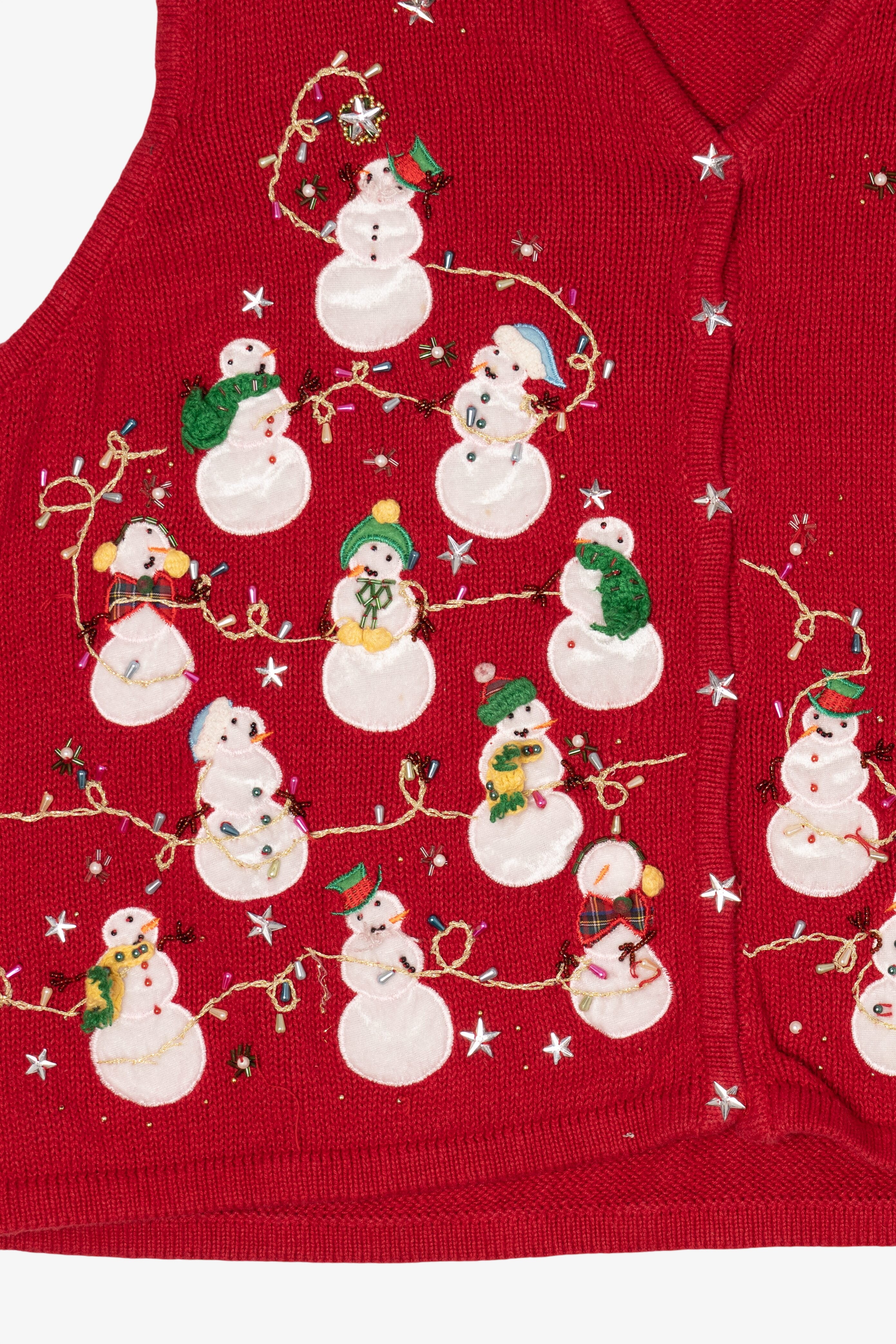 Vintage Red Snowmen Group Ugly Christmas Vest (2000s)