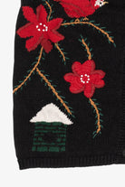 Vintage Black Capacity Poinsettias And Cardinals Ugly Christmas Vest (2000s)