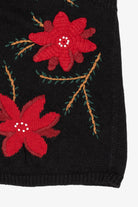 Vintage Black Capacity Poinsettias And Cardinals Ugly Christmas Vest (2000s)