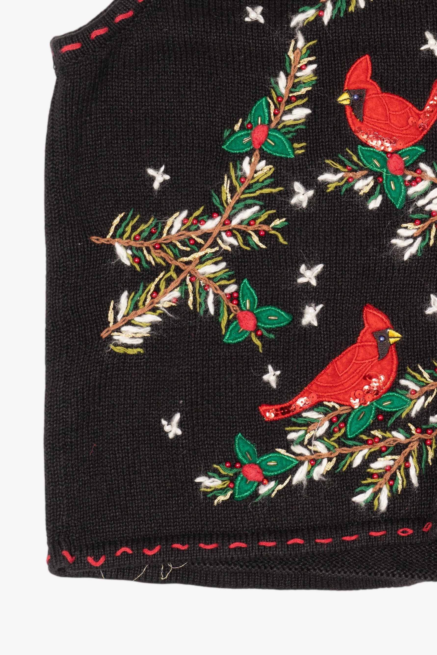 Vintage Black Bobbie Brooks Cardinals Ugly Christmas Vest (1990s)