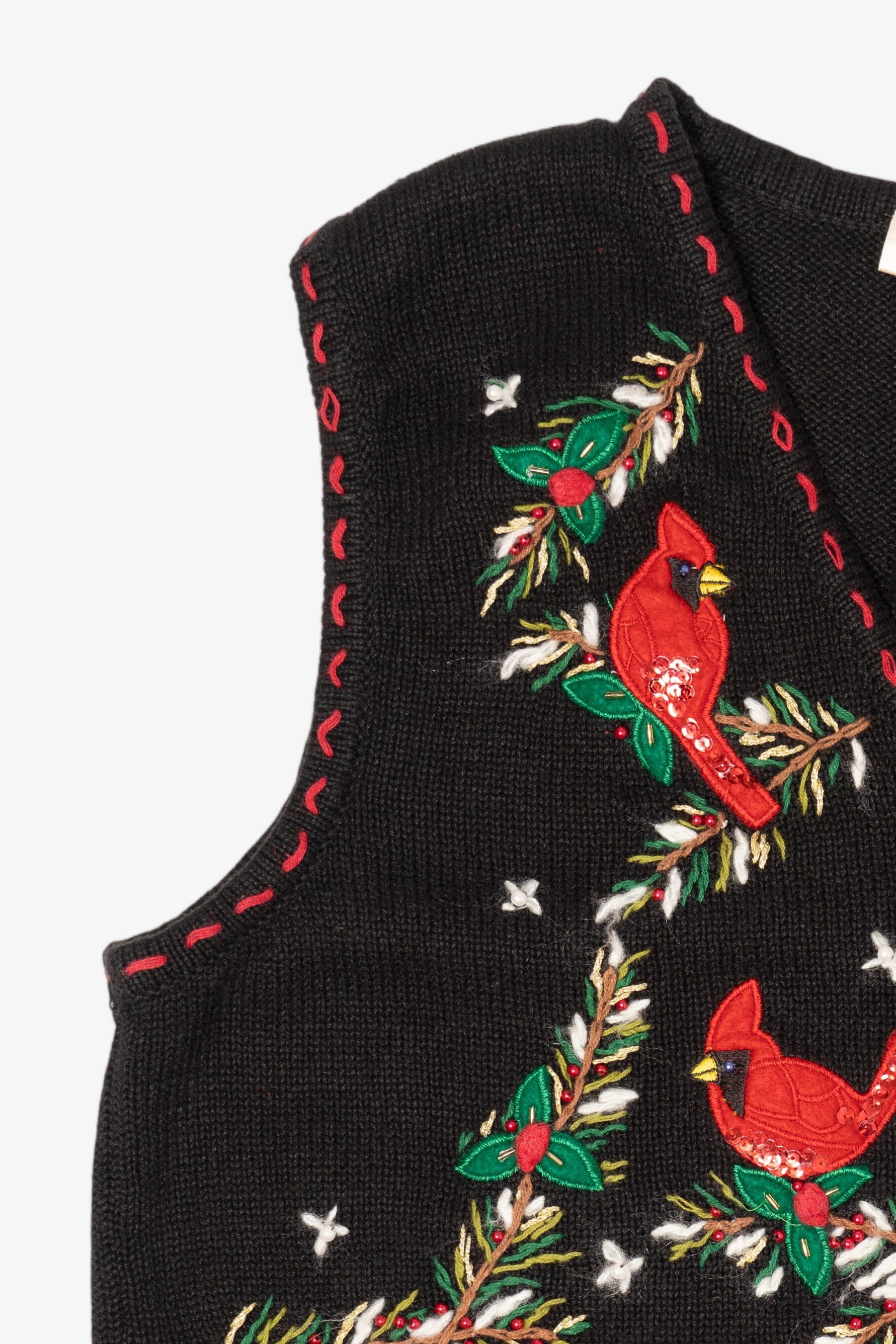 Vintage Black Bobbie Brooks Cardinals Ugly Christmas Vest (1990s)