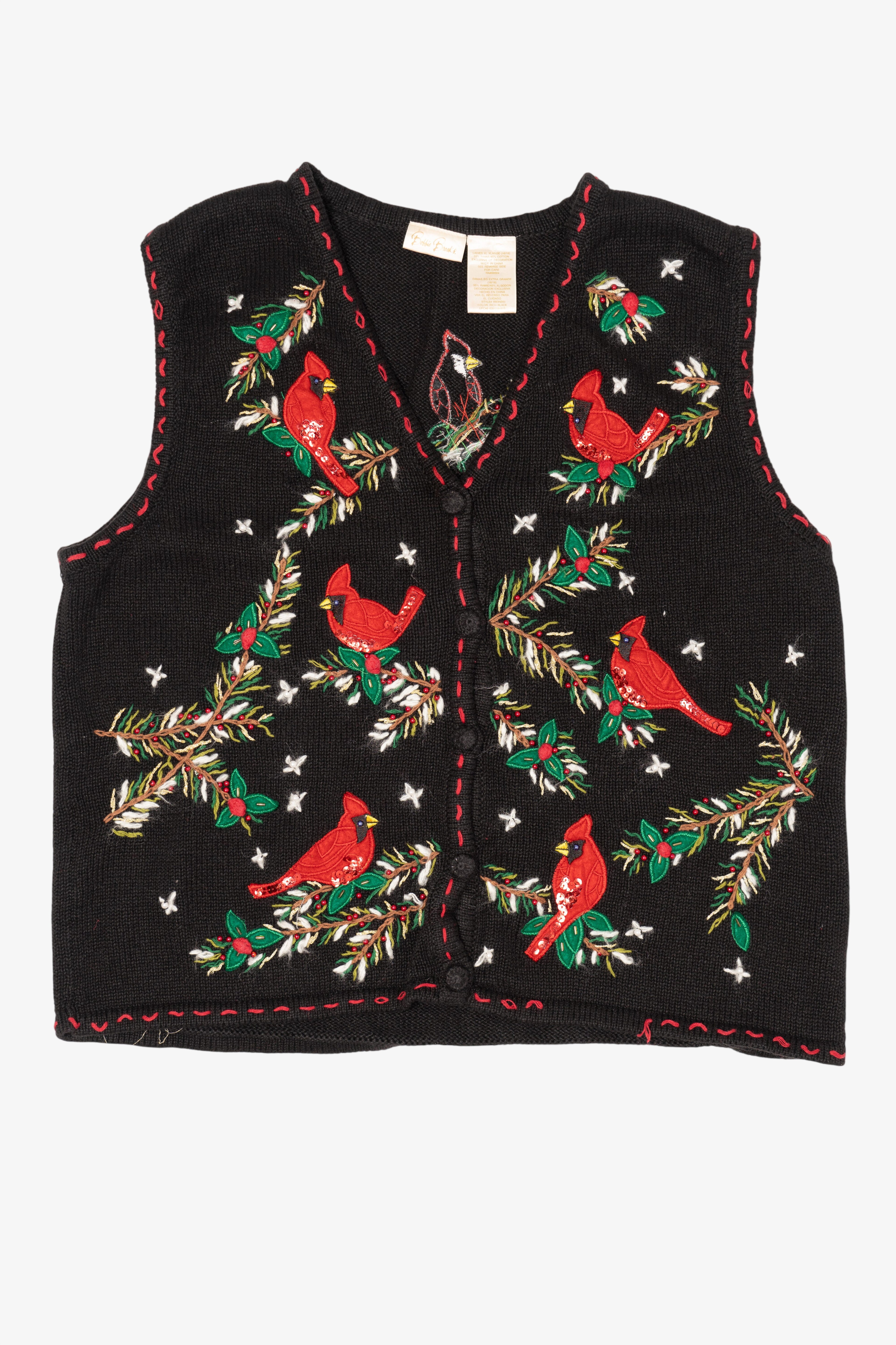 Vintage Black Bobbie Brooks Cardinals Ugly Christmas Vest (1990s)