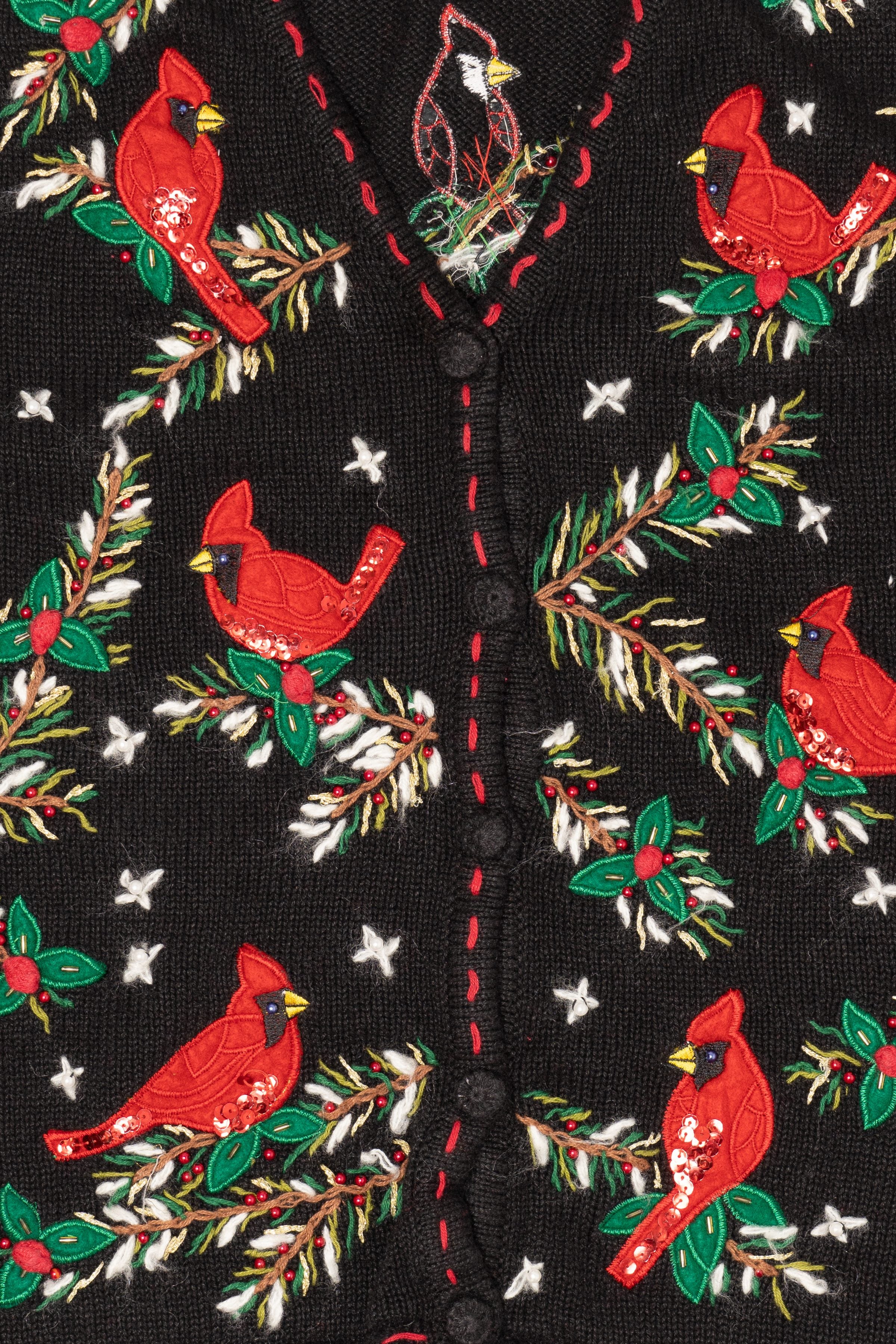 Vintage Black Bobbie Brooks Cardinals Ugly Christmas Vest (1990s)