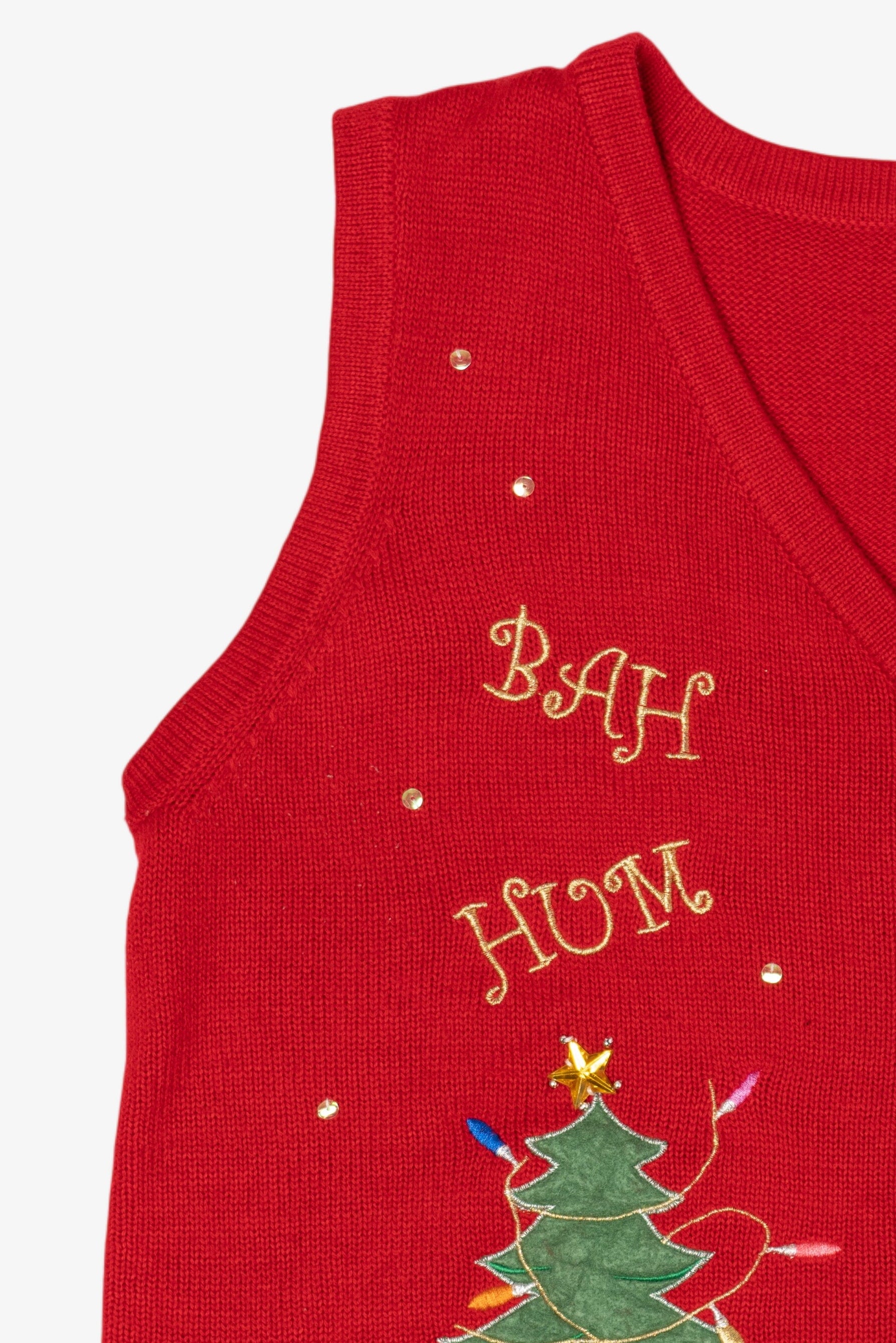 Vintage Red Holiday Time "Bah Hum-Pug" Ugly Christmas Vest (2000s)