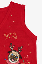 Vintage Red Holiday Time "Bah Hum-Pug" Ugly Christmas Vest (2000s)