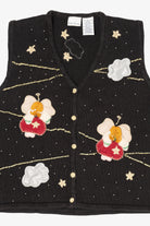 Vintage Black Bobbie Brooks Angels Ugly Christmas Vest (1990s)