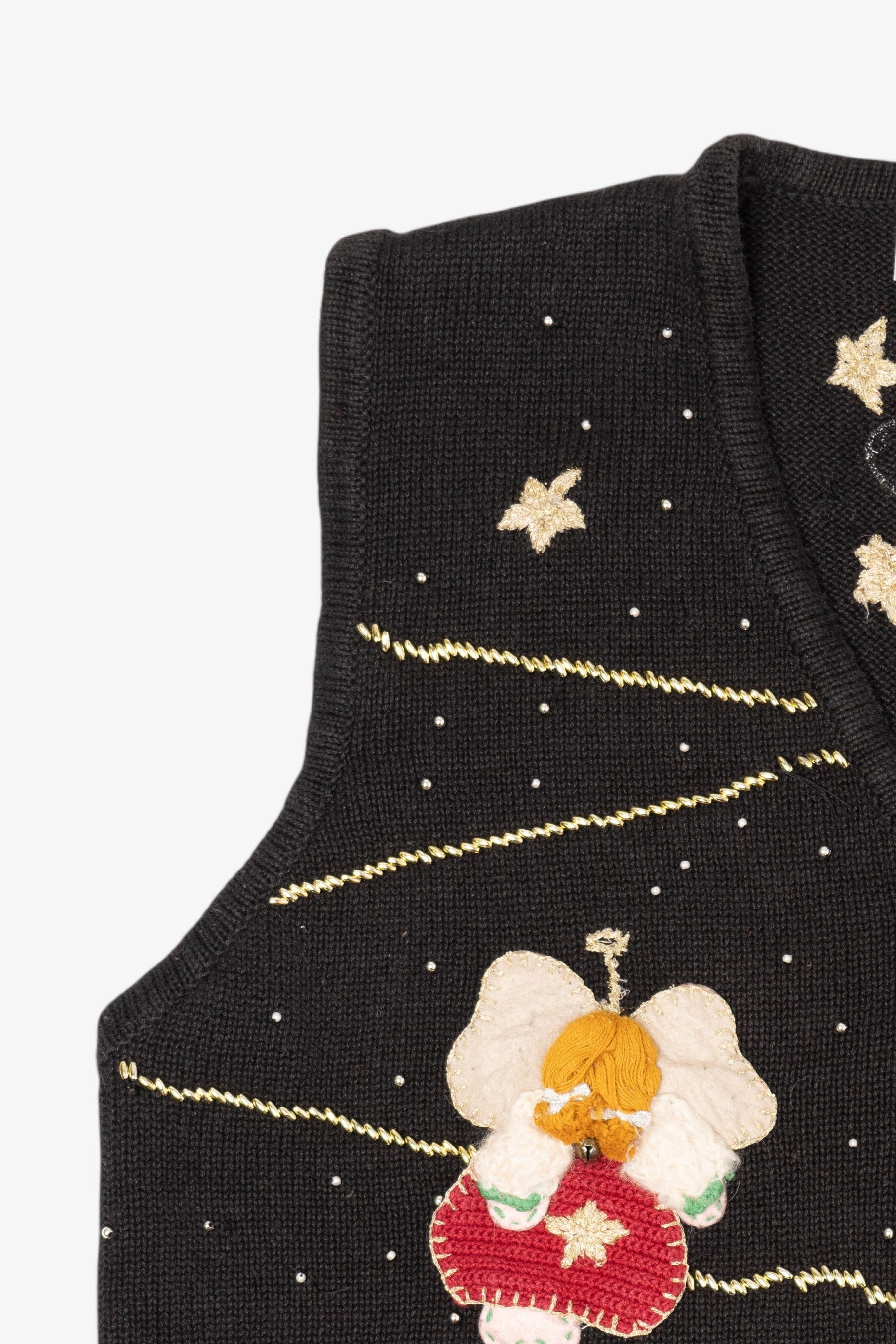 Vintage Black Bobbie Brooks Angels Ugly Christmas Vest (1990s)