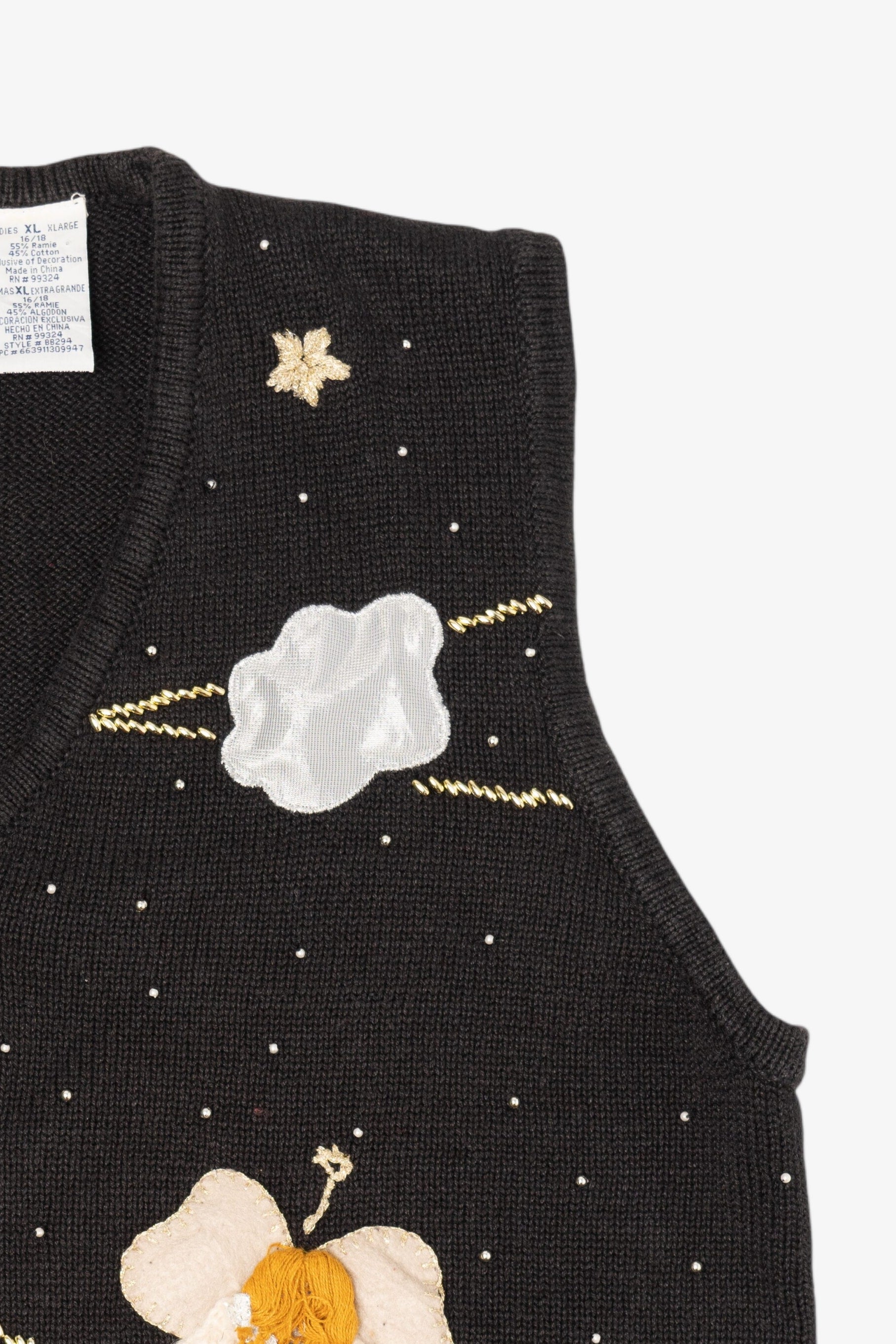 Vintage Black Bobbie Brooks Angels Ugly Christmas Vest (1990s)