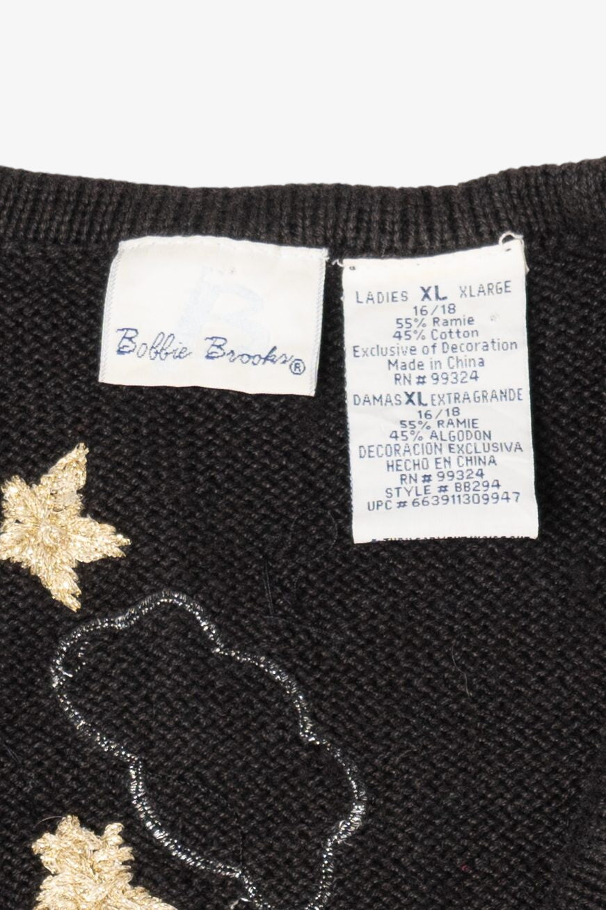 Vintage Black Bobbie Brooks Angels Ugly Christmas Vest (1990s)