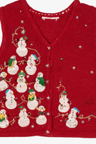 Vintage Red Snowmen Group Ugly Christmas Vest (2000s)