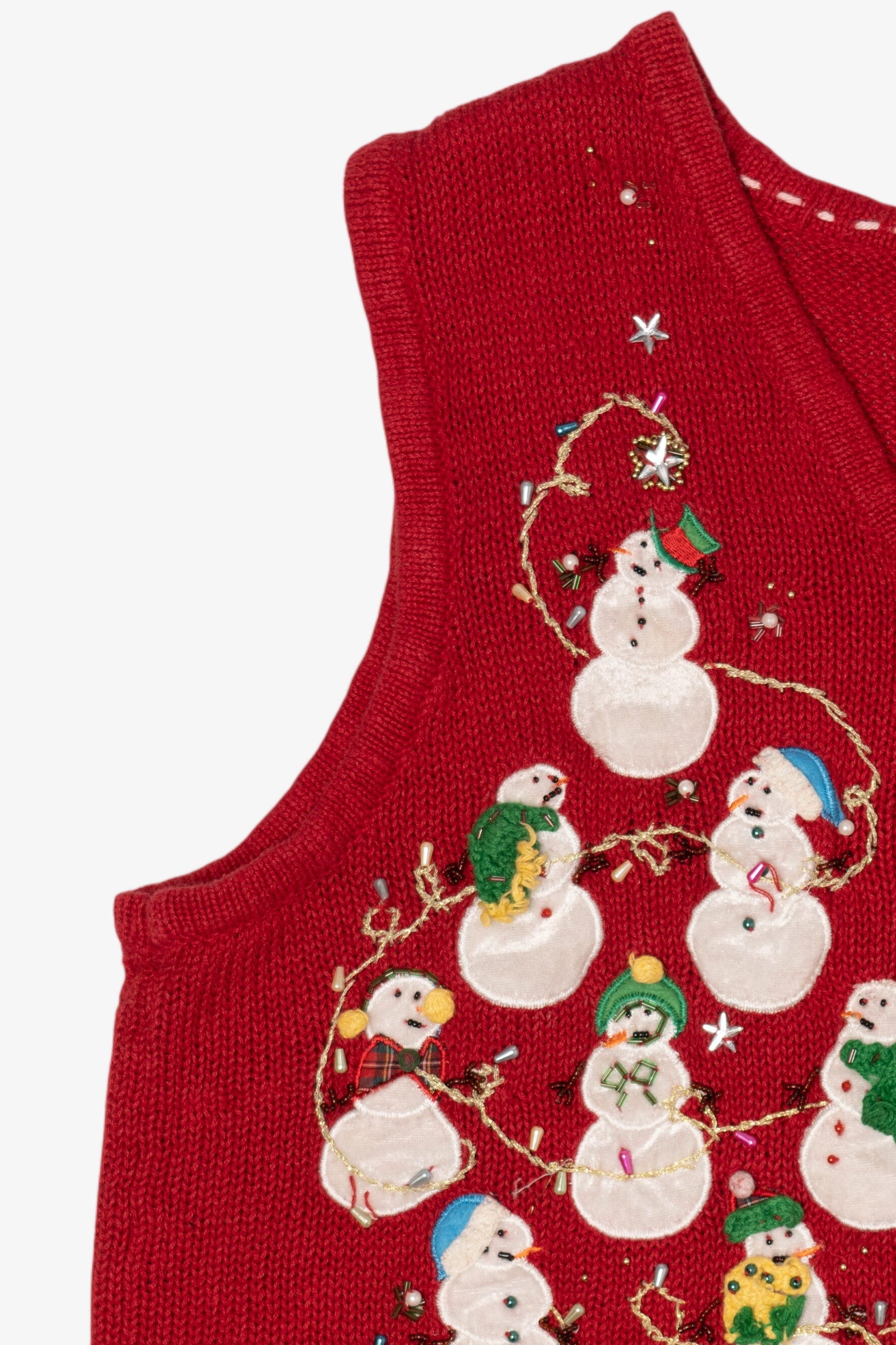 Vintage Red Snowmen Group Ugly Christmas Vest (2000s)