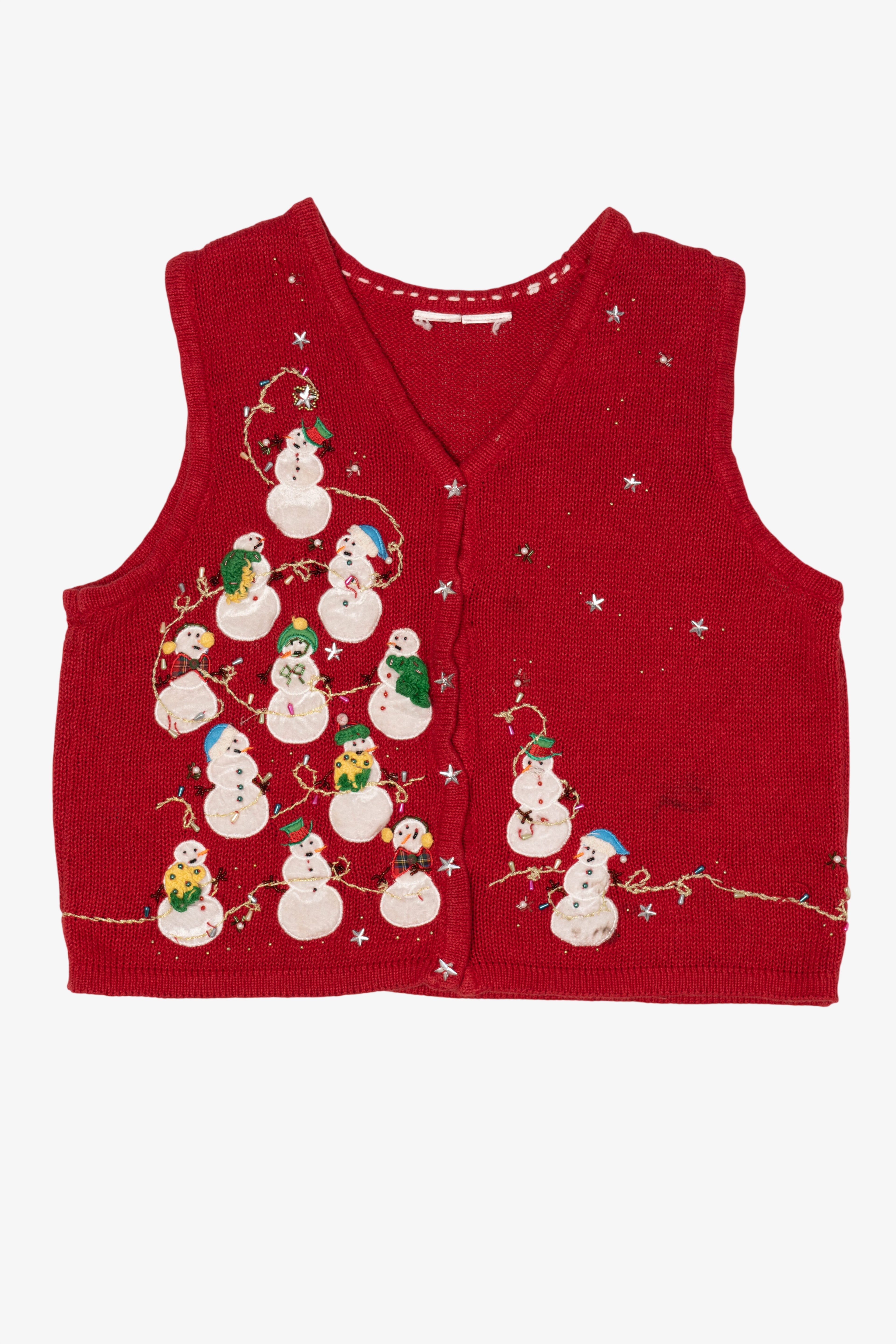 Vintage Red Snowmen Group Ugly Christmas Vest (2000s)