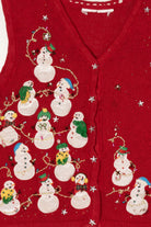 Vintage Red Snowmen Group Ugly Christmas Vest (2000s)