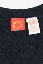 Vintage Navy Blue Holiday Joy Snowmen Ugly Christmas Vest (1990s)