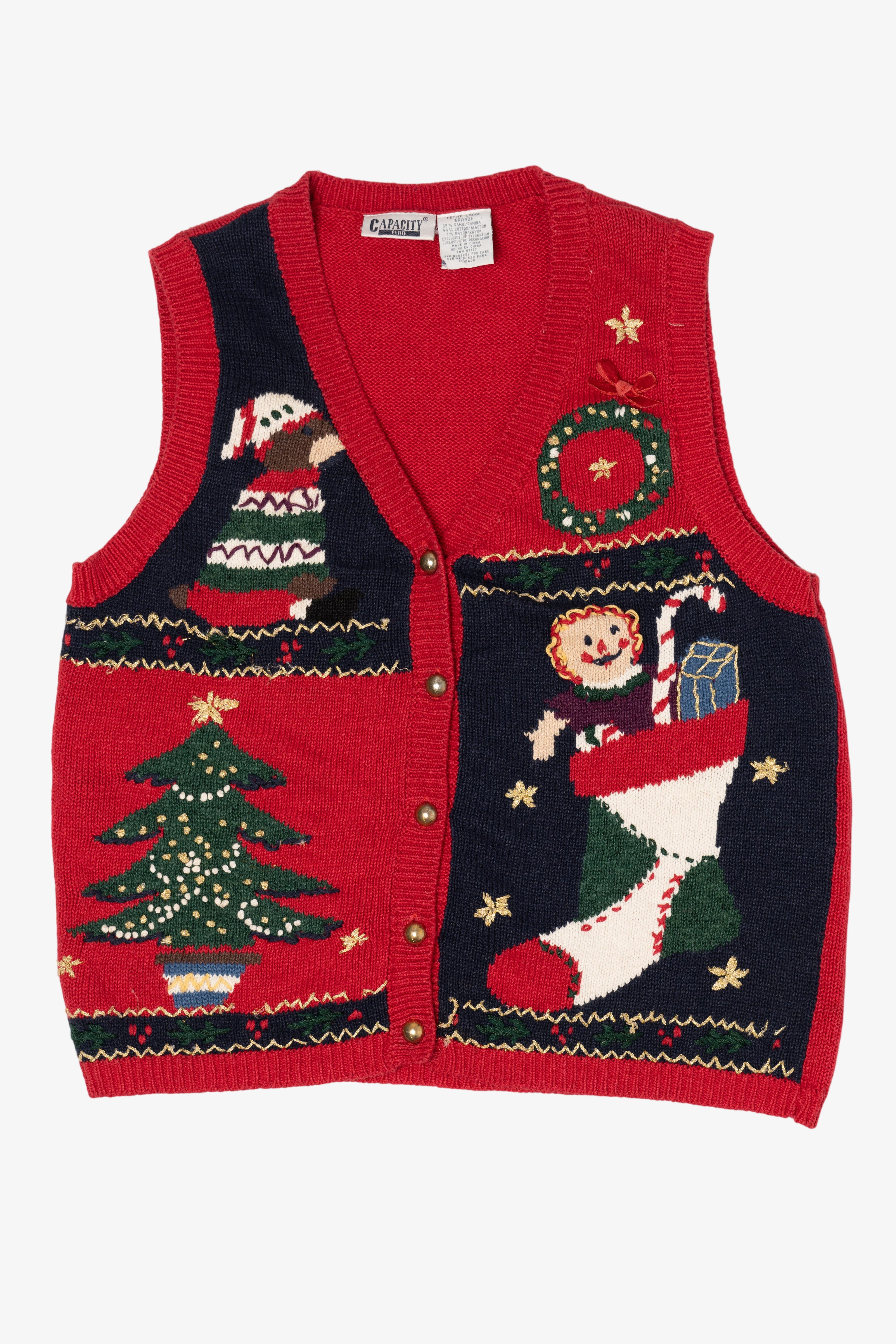 Vintage Red Capacity Ugly Christmas Vest (1990s)