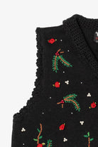 Vintage Black Holly And Roses Ugly Christmas Vest (1990s)