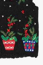 Vintage Black Holly And Roses Ugly Christmas Vest (1990s)