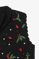 Vintage Black Holly And Roses Ugly Christmas Vest (1990s)