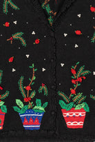 Vintage Black Holly And Roses Ugly Christmas Vest (1990s)
