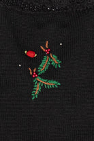 Vintage Black Holly And Roses Ugly Christmas Vest (1990s)