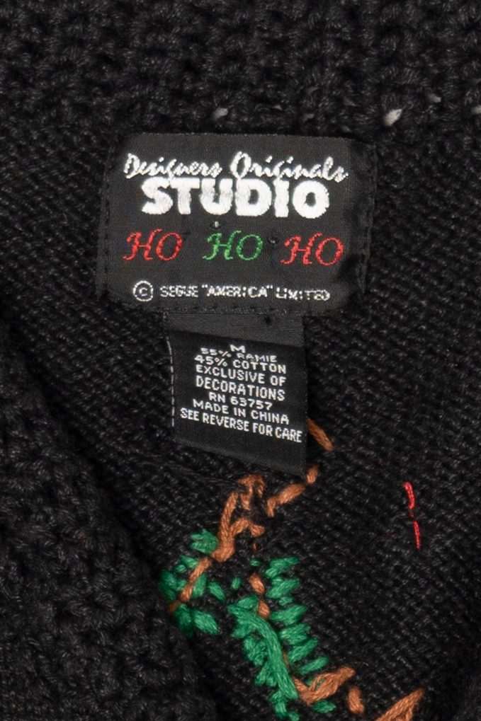 Vintage Black Holly And Roses Ugly Christmas Vest (1990s)