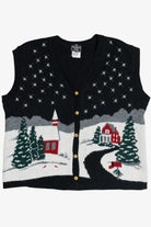 Vintage Snowy Landscape Ugly Christmas Vest (1980s)