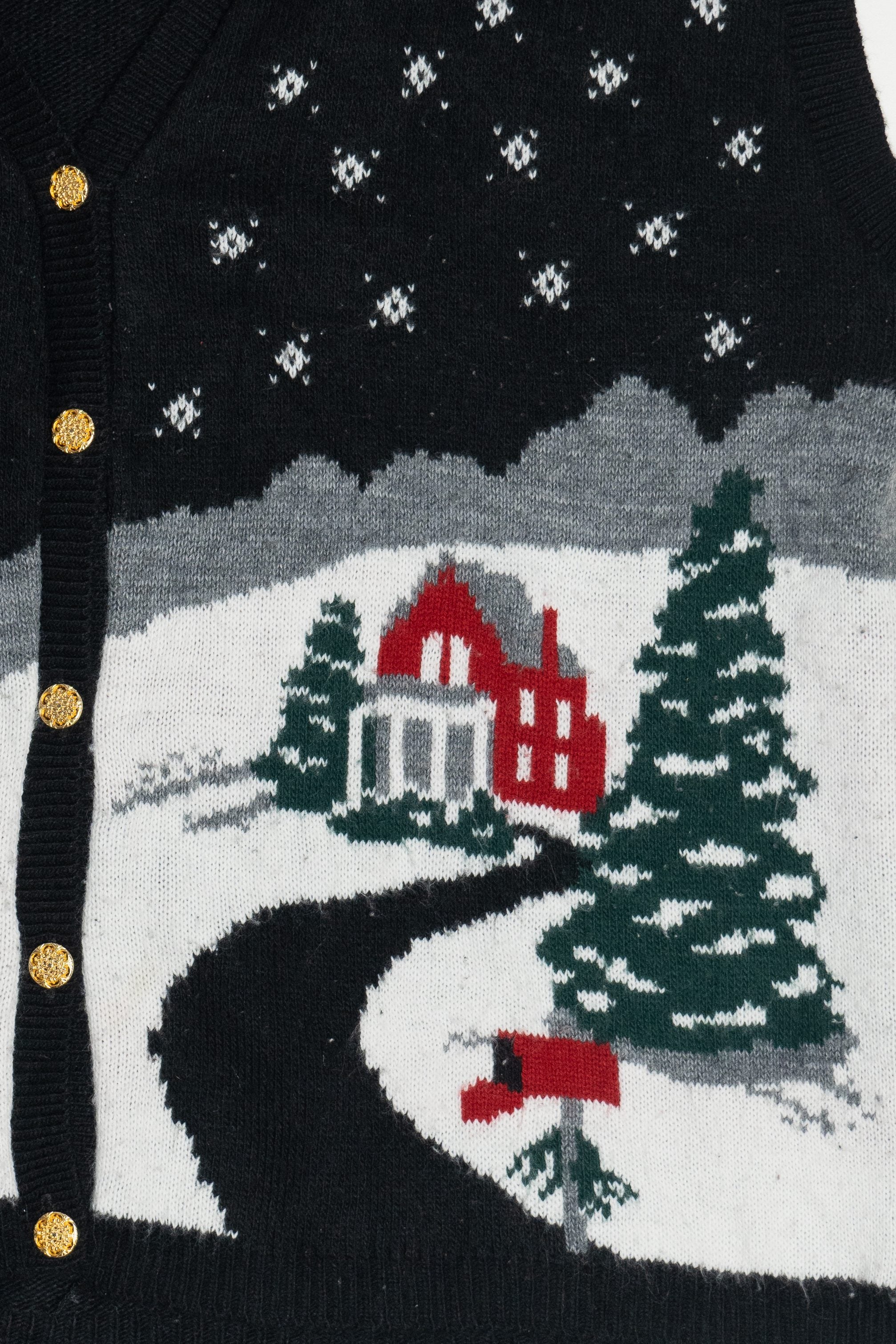Vintage Snowy Landscape Ugly Christmas Vest (1980s)