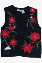 Vintage Cardinals And Flowers Ugly Christmas Vest (1990s)