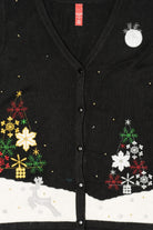 Vintage Black Reindeer In Snow Ugly Christmas Vest (2000s)