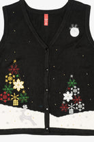 Vintage Black Reindeer In Snow Ugly Christmas Vest (2000s)