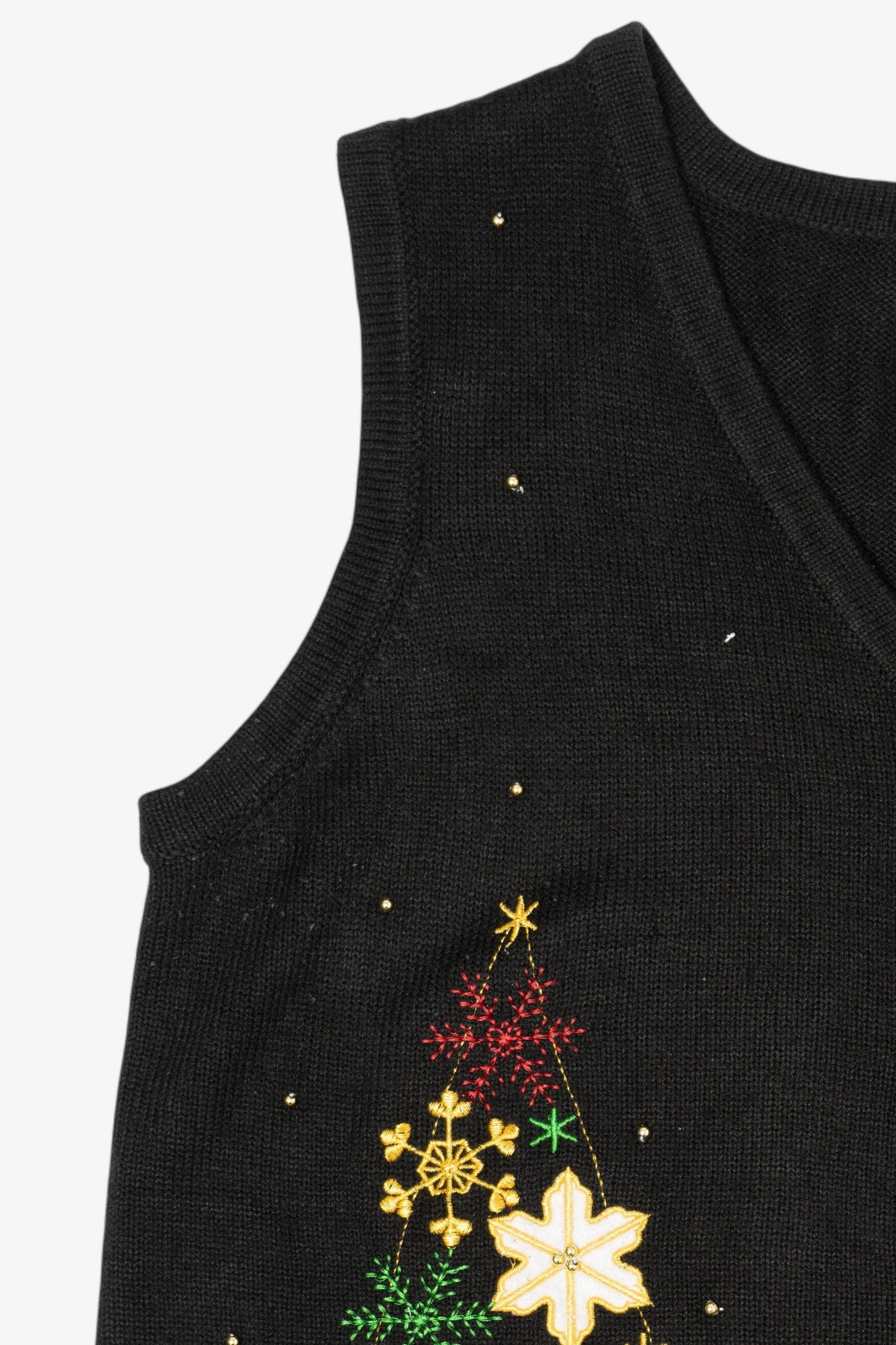 Vintage Black Reindeer In Snow Ugly Christmas Vest (2000s)
