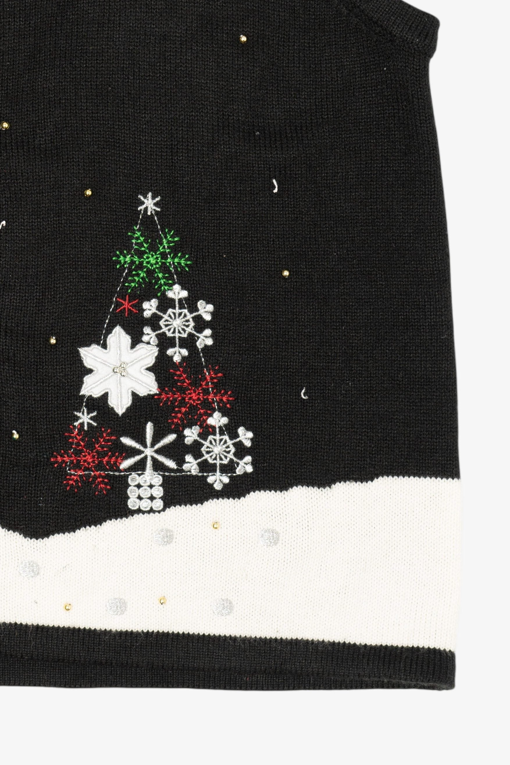 Vintage Black Reindeer In Snow Ugly Christmas Vest (2000s)
